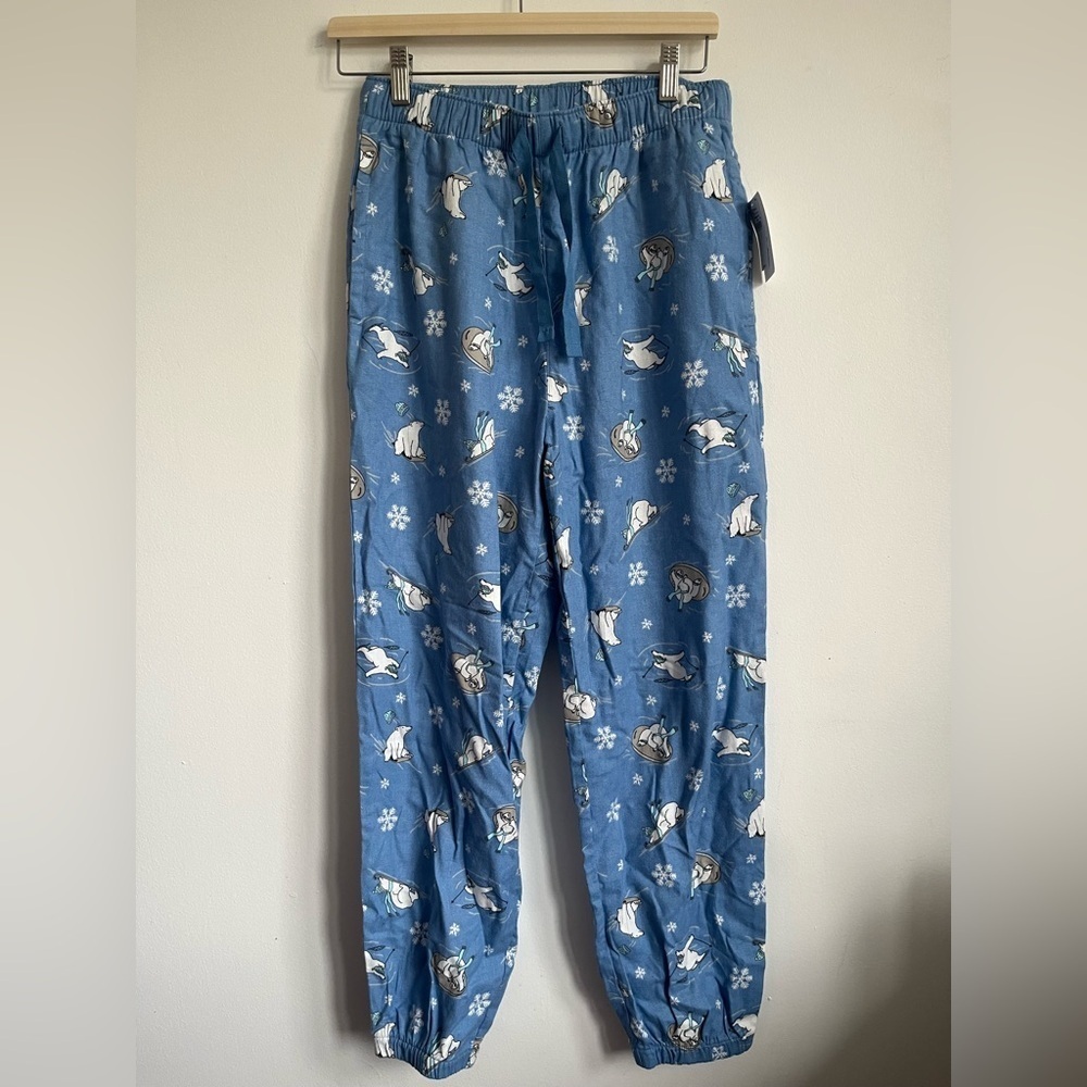 NWT Old Navy Christmas Bear Mid-Rise Flannel Jogger Elastic Pajama Pant Small
